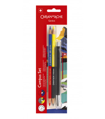 Набір Caran d'Ache Back to School - Ручка 888 Чорна + 2 Олівці Bicolor
