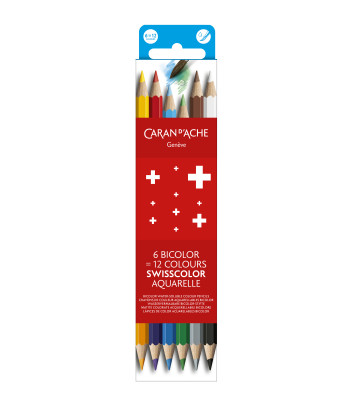Набір Акварельних Олівців Caran d'Ache Swisscolor Bicolor - 6 олівців / 12 кольорів