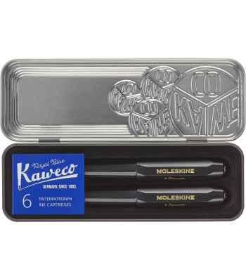 Набір Moleskine x Kaweco Чорний (Чорнильна ручка + Кулькова ручка + 6 картриджів)