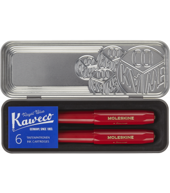 Набір Moleskine x Kaweco Червоний (Чорнильна ручка + Кулькова ручка + 6 картриджів)