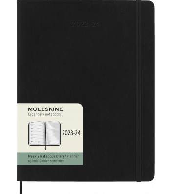 Щотижневик Moleskine 2023-2024 великий Чорний М’який
