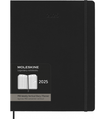 Щотижневик Moleskine Вертикальний PRO 2025 великий Чорний