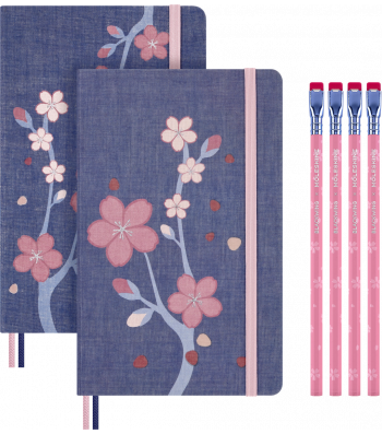 Подарунковий набір Moleskine Sakura / 2 Записники + 4 Олівці Blackwing