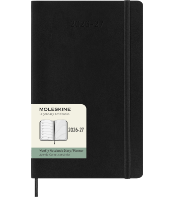 Щотижневик Moleskine 2026-2027 середній Чорний М’який