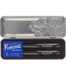 Набір Moleskine x Kaweco Чорний (Чорнильна ручка + Кулькова ручка + 6 картриджів)