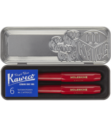 Набір Moleskine x Kaweco Червоний (Чорнильна ручка + Кулькова ручка + 6 картриджів)